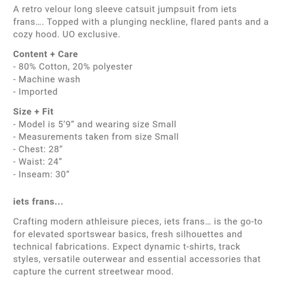 EUC Urban Outfitters Iets Frans Velour Catsuit Jumpsuit - Picture 4 of 4